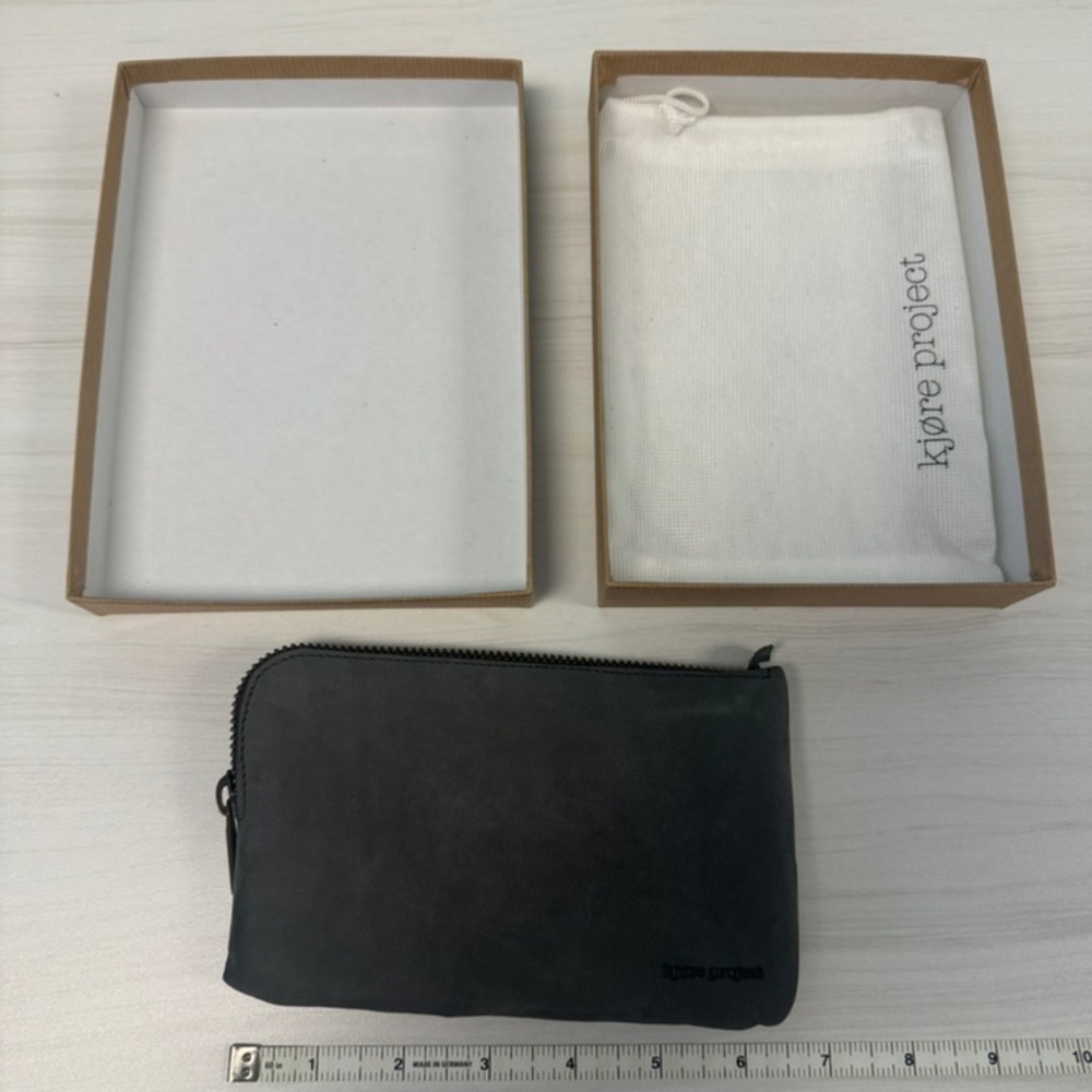 Kjore Project - Leather Suede Pouch - Gray - 6.5 x 4 Inches